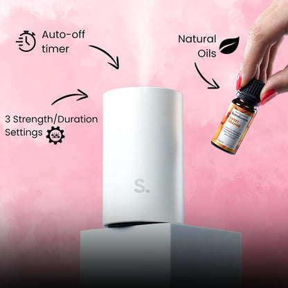 Elevate Your Space with the Waterless Halo Home Diffuser – Pure Essential Oil Aromatherapy, USB Rechargeable & Portable in Elegant White