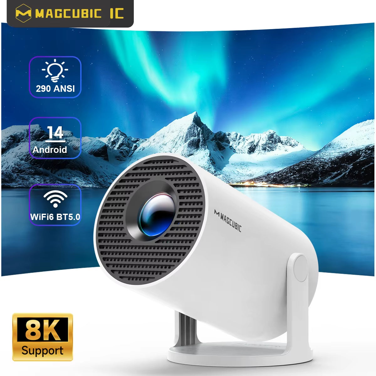 Elevate Your Home Entertainment with the HY300 Pro 8K Android Projector - Dual WiFi6, Stunning 290 ANSI Brightness, and Bluetooth 5.4 Connectivity
